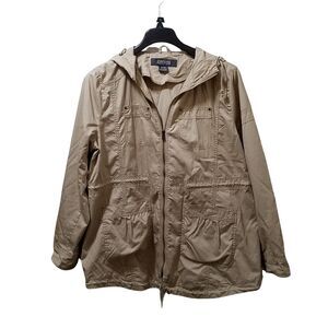 Kenneth Cole Reaction Women's Full-Zip Khaki Cargo Utility Jacket XL